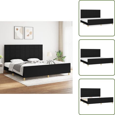 Bettgestell ohne Matratze Schwarz 200x200 cm Stoff - Bettsofa - Doppelbett - Boxspringbetten - Lattenrost - Schlafzimmermöbel (1/5)