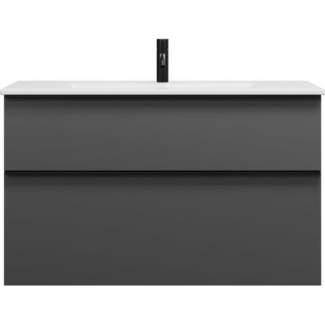 burgbad Eqio Slim lavabo en céramique avec meuble sous-lavabo,