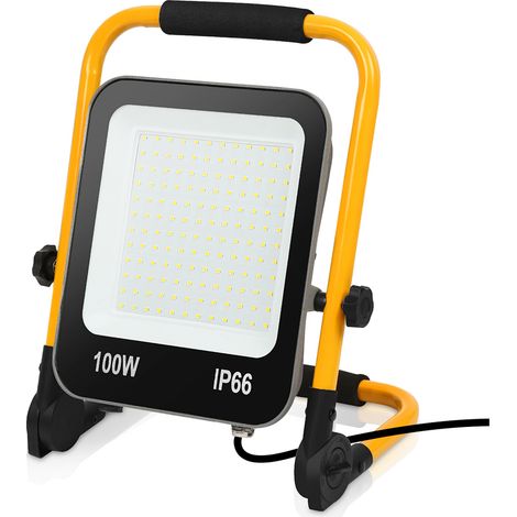 SWANEW Proiettore da cantiere a LED da 100W Proiettore LED con treppiede Lampada da cantiere - Bianco freddo
