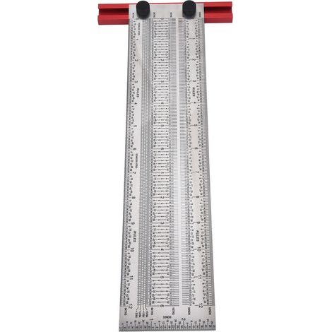 Règle en T – acier inoxydable – argent – gravure – mesure – positionnement – travail bois – 12 pouces (1/5)