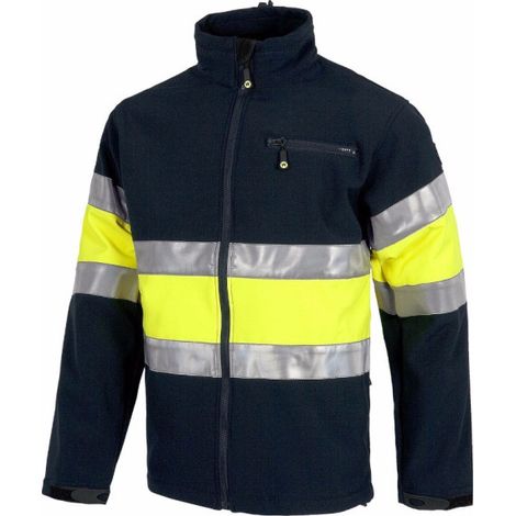 Workshell flúor reflectante, corta vientos, repelente al agua y antidesgarro S9520 WORKTEAM 5XL Marino+Amarillo A.V.