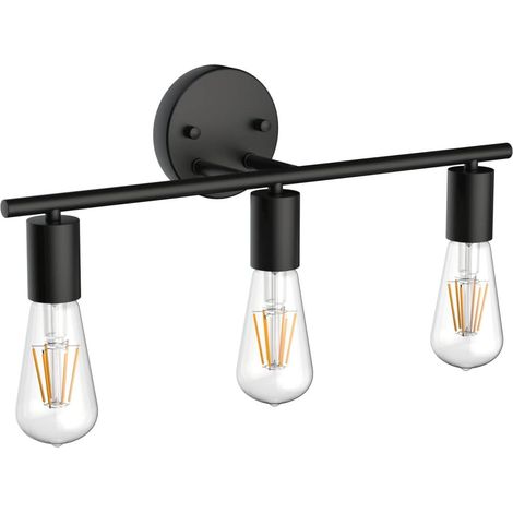 Lampe miroir salle de bain vintage 3 lumières applique murale métal noir (1/5)