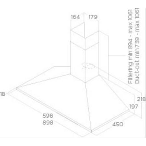 395 M3-3 Geschwindigkeitsfilter Metall-Beleuchtung LED-Dekoration Trapez-l 60 cm- Missy Pb 60 - Edelstahl - Elica