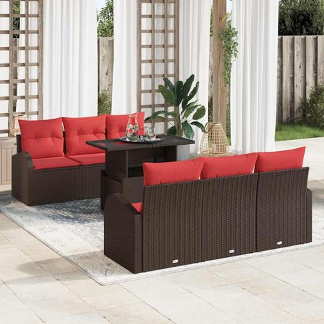 Set Divano da Giardino 7 pcs Marrone Rattan in Polipropilene vidaXL (1/5)
