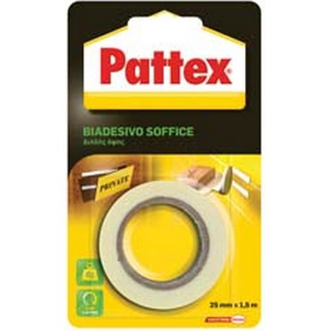12PZ PATTEX NASTRO BIADESIVO SOFFICE - mm.25h in rotoli da mt.1,5