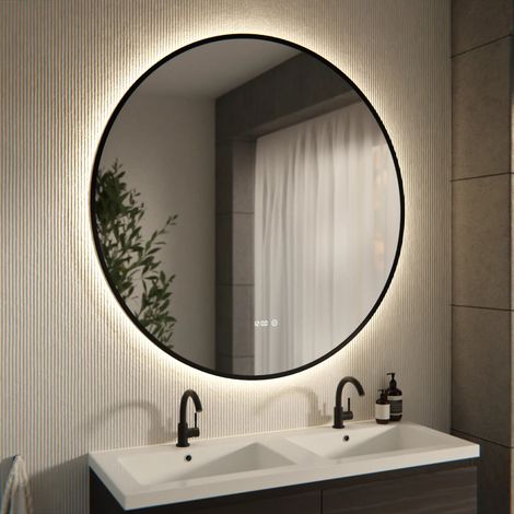 Badezimmerspiegel - Rund - 120 cm – Schwarzer Rahmen (1/4)