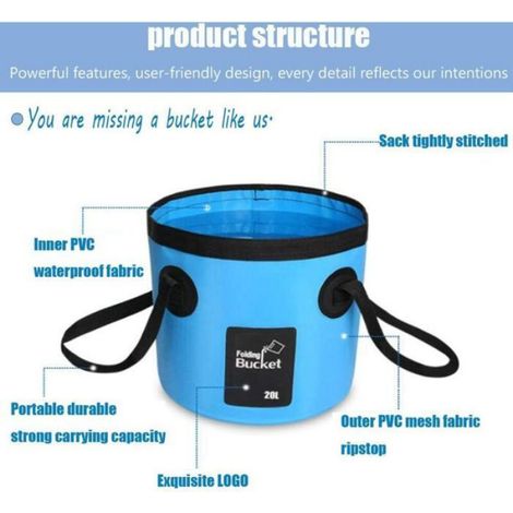 Seau Pliable - 12 L - Pour Camping Jardin Pêche Plage Randonnée - 1 Pièce (1/5)