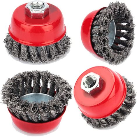 Cup brush with twisted steel wires, for cleaning and sanding work (1/5)