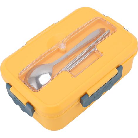 Boîte à bento isotherme avec cuillère et baguettes pour adultes, enfants et étudiants (Vaisselle pour boîte à lunch jaune Vitality) (1/5)