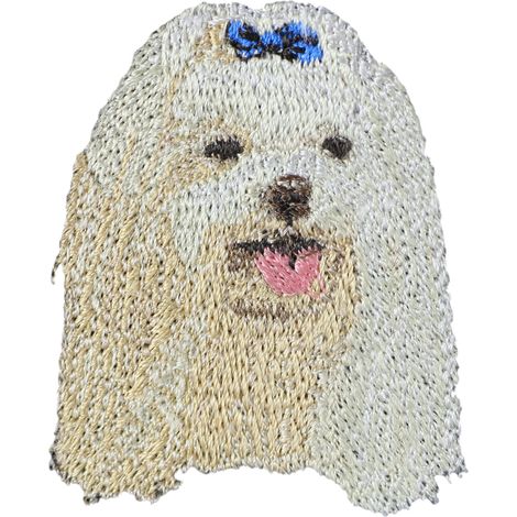 Maltés, Bichón Maltés, Maltés: parche con forma de perro, parche bordado, decoración única para mochila de Art-Dog (1/3)