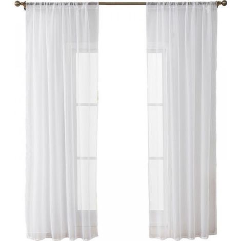 Lot de 2 Rideau Voilage Fenetre Blanc 132x160 cm(LxH) avec Galon Fronceur, Transparent Moderne Rideaux et Draperies Décorations Intérieurs Cuisine Salon Chambre Élégant Romantique (1/5)