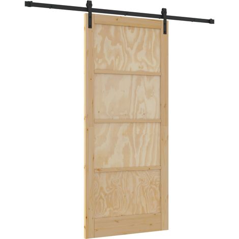 Porte coulissante 93 x 211 cm Bois d'ingénierie Naturel et noir vidaXL