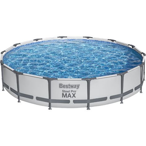 Bestway Piscine hors sol tubulaire ronde Bestway Steel Pro Max 427 x 84 cm gris clair (1/6)