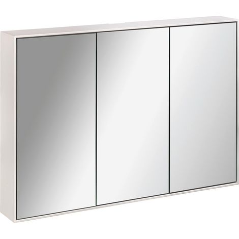 LANZET LED Spiegelschrank W1 / Spiegelschrank-Einbau mit umlaufender LED-Beleuchtung / Maße (B x H x T): ca. 101,8 x 70,2 x 14 cm / Möbel fürs Bad und WC / Badschrank mit 3 Türen / Korpus: Weiß"-"7949 (1/3)