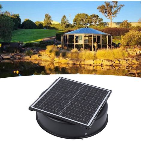 Ventilador de techo solar VentiSol RS350 – Motor silencioso de 15 V CC (≤ 45 dB) – 2500–3000 m³/h – Diseño impermeable – Aluminio de 10000 g – Panel solar de 42 W (1/5)