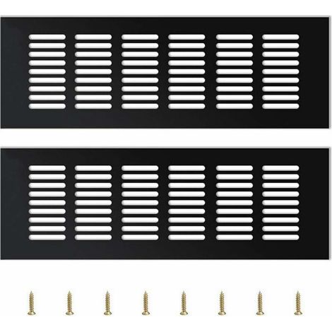 2 Pièces Grille Daération Extérieure,Grille Aeration Aluminium Grille Daération Extérieure Grille Aeration Reglable,Noir (1/5)