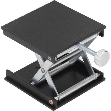 Plateforme élévatrice labo 90x90mm réglable en hauteur outil mesure manuel support aluminium noir (1/5)