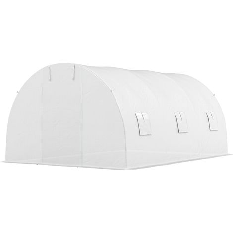 Serre de jardin tunnel 13.5 m². 6 fenêtres, porte zippée, acier galvanisé, PE, 4.5x3x2 m, blanc - Une serre pour un jardin (1/5)