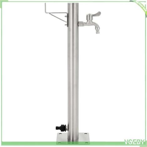 Colonne à eau de jardin ronde - FAFEICY - 45457 - Inox 65 cm - Robinet inox 304 - Base 15x15 cm (1/5)