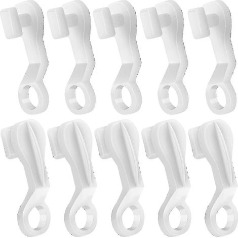Lot de 50 crochets pour tringle à rideaux coulissante, poulies et roulettes en plastique blanc pour rideaux. (1/5)