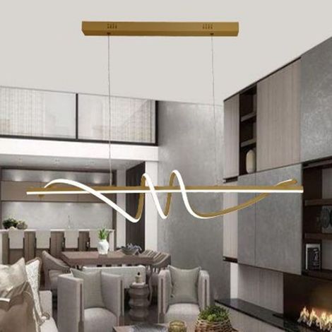 TrAdE Shop Traesio - Lampadario Sospeso Led 65w Oro Spirale Ondulato Vortice Orizzontale Luce 3000k-6500k 01158 - (1/5)