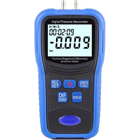 Digitales Druckmanometer, Druckmesser mit Nullpunktkorrekturfunktion und Hintergrundbeleuchtung