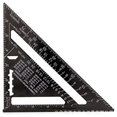 Equerre Menuisier MULTI FONCTIONS 180 mm Metal Aluminium Regle Équerre Trusquin Guide Raporteur Angle 45/ 90 Degres Outillage Charpentier Outil Traçage Guidage Menuiserie Bois - （Noir、7 pouces）
