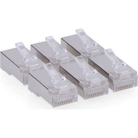 Connecteur rj45 mâle ftp cat5e blindé ( sachet 6 u) (1/2)