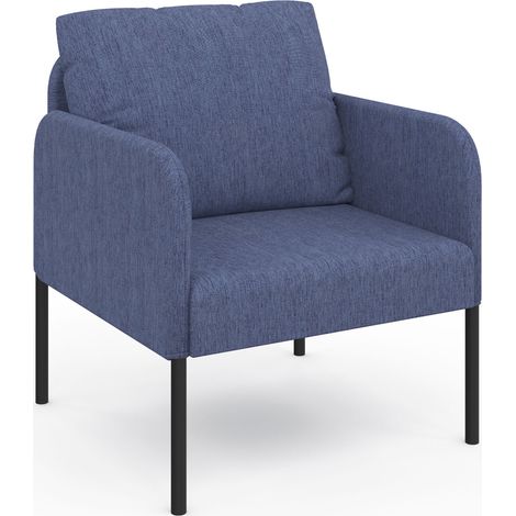 Poltrona AUGUSTE tessuto blu gambe in metallo nero (1/5)