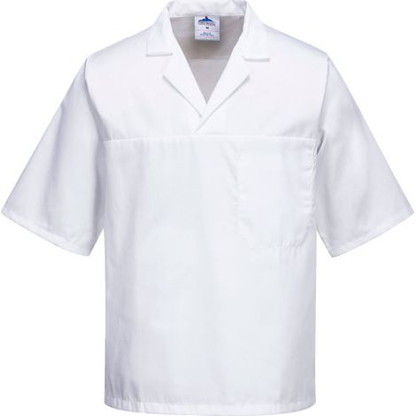 Camisa de panadero manga corta cuello clásico color blanco 2209 L Blanco