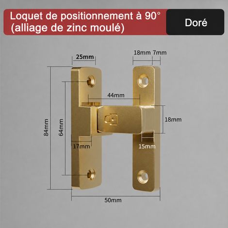 Verrou loquet d'angle droit 83B doré pour porte fixation vis ou adhésif 83b doré 11 × 5 × 3,2 cm 190 g – Livraison gratuite