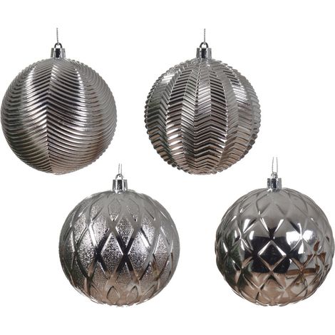 Palline per albero di Natale in vetro color argento decorate da Ø10 cm