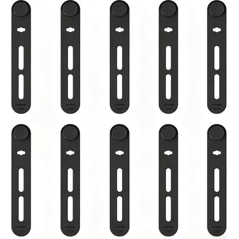 10 fascette per cavi in silicone riutilizzabili - Organizzatore di cavi (Nero - 80 mm) (1/5)