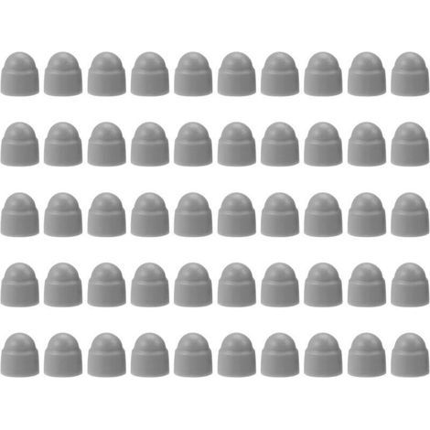 BUNTHAUS CSPARKV 50 pièces Cache vis écrou de protection M8 clef de 13 mm, capuchons de protection hexagonaux, pour recouvrir les écrous et les têtes de vis hexagonales, plastique Grigio