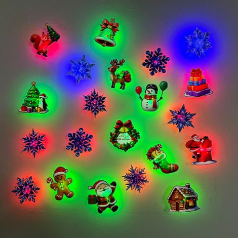 Adesivi effetto 3D, Babbo Natale, decorazioni tridimensionali per feste, adesivi murali, 21 pezzi (1/5)