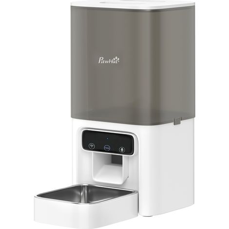PawHut Dispenser Automatico di Cibo Gatti 4.5L con APP e Registratore Vocale