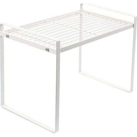 Etagere Placard, étagère Cuisine, 1 pièce Rangement Cuisine Placard, Fabriqué en métal, Garde-Corps surélevé, Durable, Bonne capacité de Charge, pour Cuisine, Armoire (21 x 33 x 24cm, blanc) (1/5)
