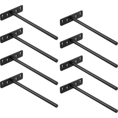 Unsichtbare Wandregalhalterung, Metall-Wandregalträger, Schwerlast-Wandregalhalterung, 200 mm Länge, Schwarz, 8 Stück, EJY8008B-8P (1/5)