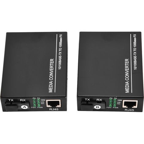 Émetteur-récepteur Ethernet fibre optique SC/FC, convertisseur de média 10/100 Mbps avec adaptateur secteur et prise 100-240 VEU (1/5)