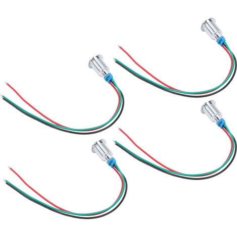 4 Sets vorverdrahtete runde LEDs, wasserdicht, 2-farbige Kontrollleuchte, gemeinsame Anode, 10 mm, 1224 V (rot und grün) (1/5)
