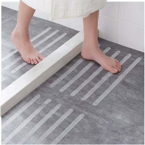 15 selbstklebende, transparente Antirutschstreifen für mehr Sicherheit in Dusche und Badewanne