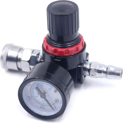 Leichter 1/4-Zoll-Luftregler mit Manometer für Werkzeuge, einfache Installation, Einstellung mit Manometer zum Sprühen (1/5)