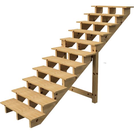 Außentreppe Holz Höhe 190cm 11 Stufen, Breite 100cm, OHNE Setzstufen