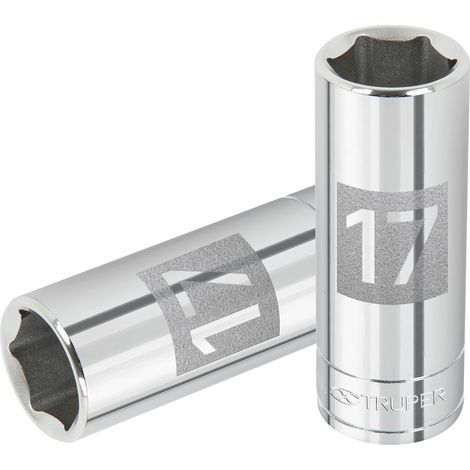 Llave vaso hexagonal larga, cuadro 3/8" - 17 mm