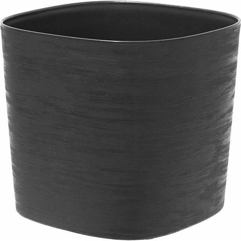 Vaso con riserva d'acqua - GARDEN ID Respect - Nero-Antracite 25 x 25 cm - 100% rifiuti domestici - 100% riciclabile - Superficie strutturata. (1/4)
