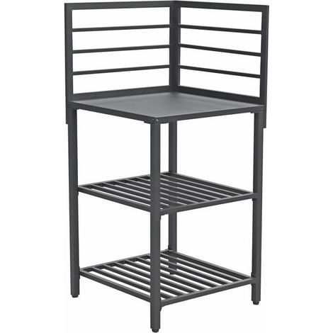 Barbecue Module d’angle en aluminium verni avec plan de travail et 2 étagères, 61,5 x 61,5 x 130 cm, pour cuisines extérieures Made in Itay