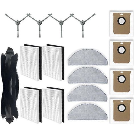 Pièces détachées pour aspirateurs Eufy G50 Hybrid, L60 Hybrid / L60 Hybrid SES : brosse latérale principale, filtre HEPA et chiffon de nettoyage (1/5)