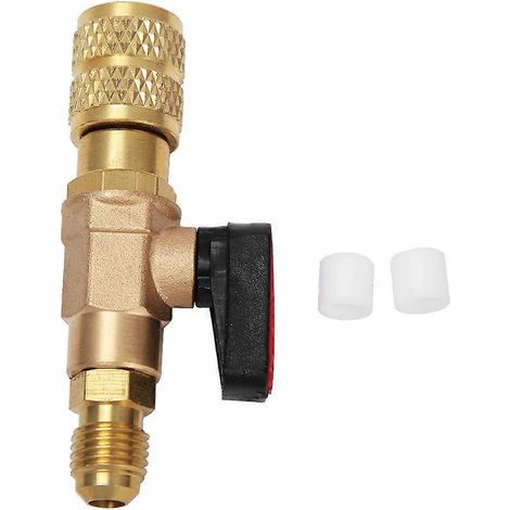 Messing-Kugelhahnadapter für Kältemittel R410, 45 bar, Kugelhahnanschluss G1/4 G5/16
