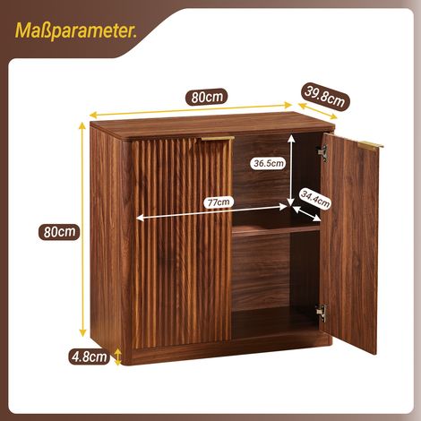 Buffet moderne avec panneaux encastrés, étagères réglables, plateau imperméable – meuble TV/salon/salle à manger, 80x40x80 cm, marron (1/4)