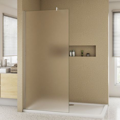 Duschwand 70x200cm mit Befestigungsstange die Klemme 70-120cm Walk In 10mm Nano ESG Milchglas Höhe 200cm (1/5)